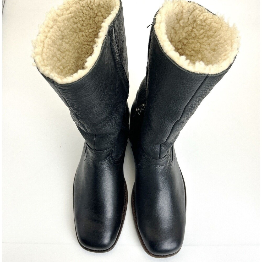 UGG Bellevue Moto Boots Women’s Sz 9 Black Leather Shearling Zip Buckle 5745 - Picture 5 of 11